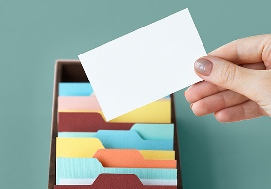 Business Card  with the right paper quality, thickness and type. 